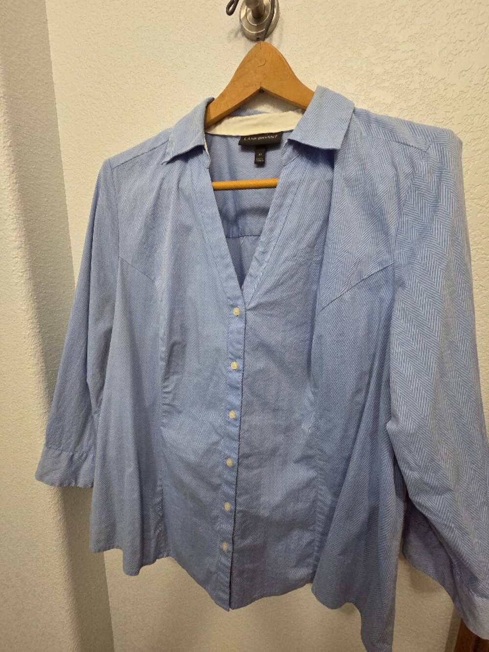 Lane Bryant Blue Herringbone patterned Blouse Size 20